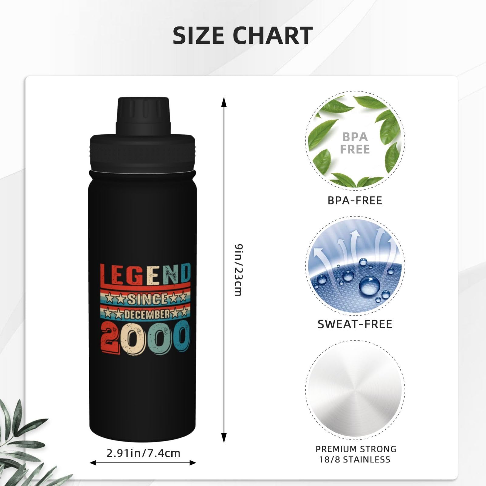 Amazon.com: ZKLCRYTR Legend Since December 2000 Water Bottle 18OZ